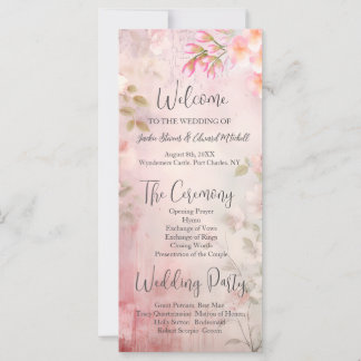 Programme de mariage romantique rose floral