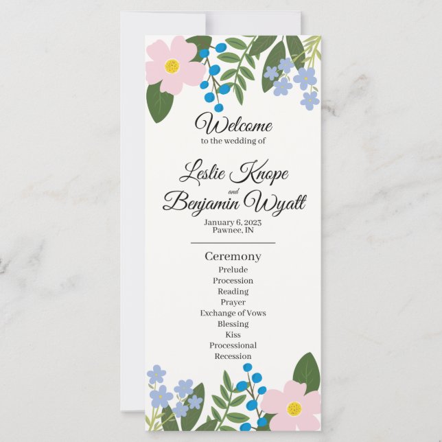 Programme de mariage rose (Devant)