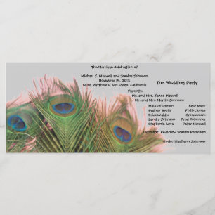 Programme de mariage rose et gris Peacock