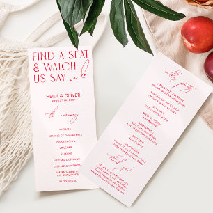 Programme de mariage rose et rouge moderne brillan