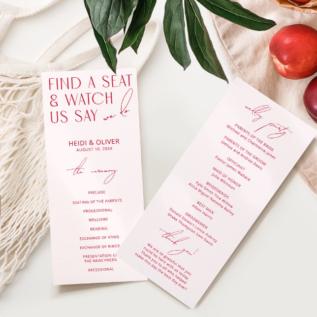 Programme de mariage rose et rouge moderne brillan (Créateur téléchargé)