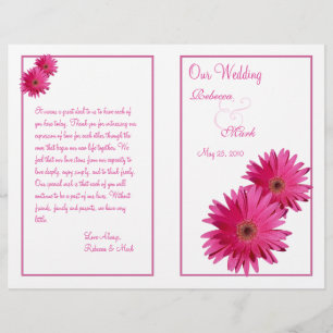 Programme de mariage rose Gerbera Daisy Flower