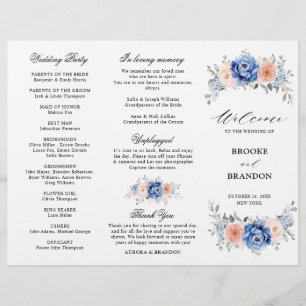Programme de mariage rose pâle Dusty bleu marine