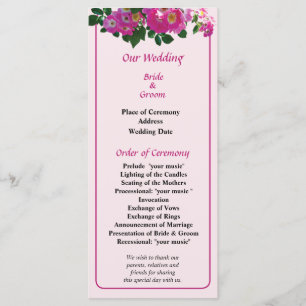Programme de mariage Rose Pink Rambler
