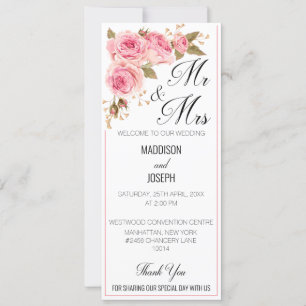 Programme de mariage rose poudré