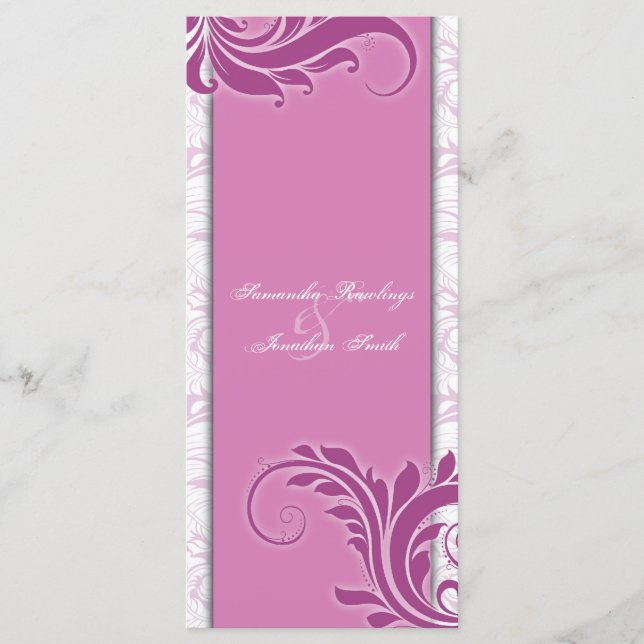 Programme de mariage Rose rose blanc Élégant Flora (Devant)