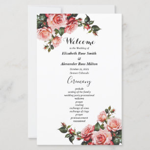 Programme de mariage rose rose rose pâle