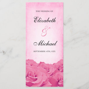 Programme de mariage rose vintage