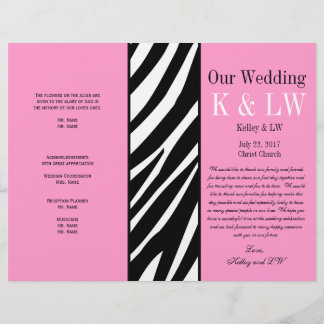 Programme de mariage rose Zebra Stripes Motif