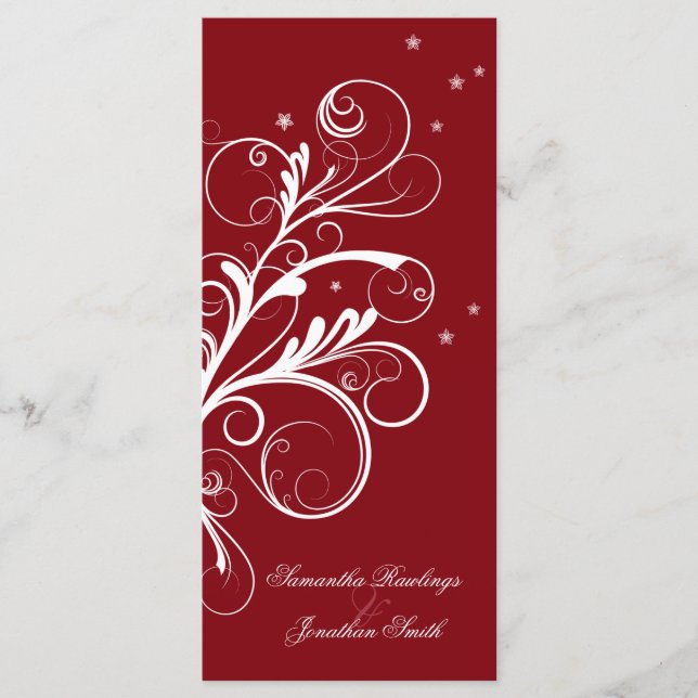 Programme de mariage Rouge Blanc Floral Élégant Sw (Devant)