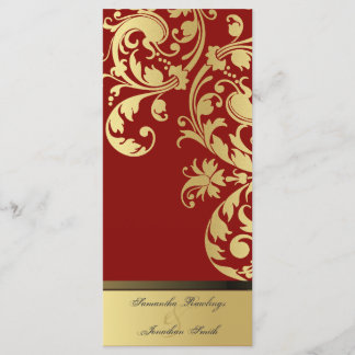 Programme de mariage - Rouge & Or Shimmer Floral