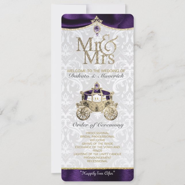 Programme de mariage royal conte de fée (Devant)