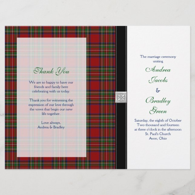 Programme de mariage Royal Stewart Tartan Couvertu (Devant)