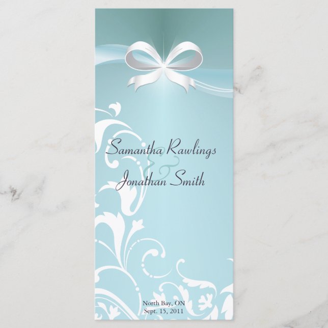 Programme de mariage - ruban satiné Turquoise clas (Devant)