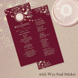 Programme de mariage rustique élégant burgundy