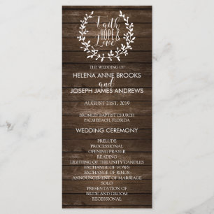 Programme de mariage rustique en bois