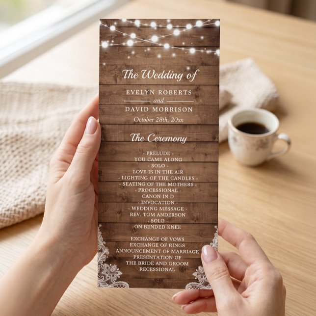 Programme de mariage rustique en bois avec guillan (Créateur téléchargé)