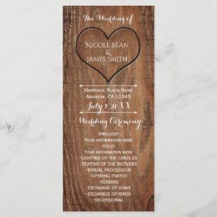 Programme de mariage rustique en bois sculpté en f