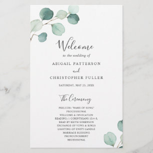 Programme de mariage rustique Eucalyptus vert simp
