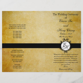 Programme de mariage rustique Monogramme Vintage