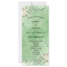 Programme de mariage rustique vert automne citroui