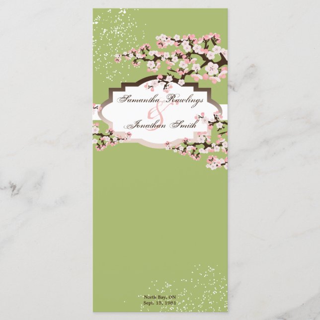 Programme de mariage - Sage Green Cherry Blossoms (Devant)