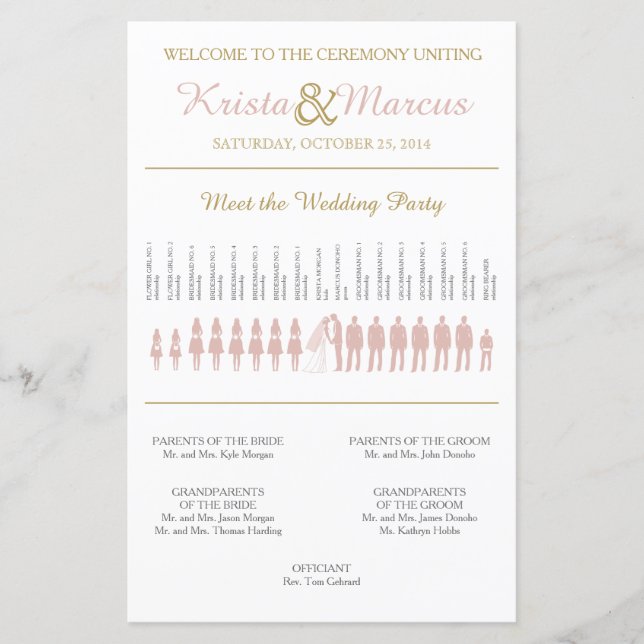 Programme de mariage Silhouettes simple (Devant)