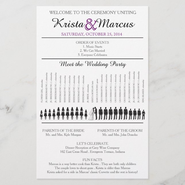 Programme de mariage Silhouettes simple Circulaire (Devant)