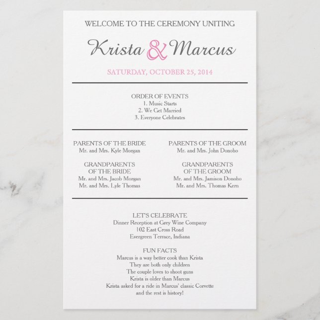 Programme de mariage Silhouettes simple Circulaire (Devant)