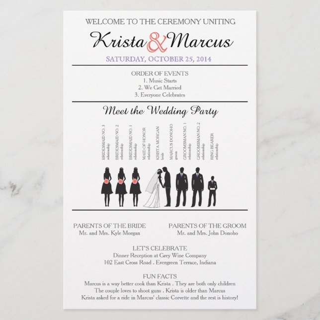 Programme de mariage Silhouettes simple Circulaire (Devant)