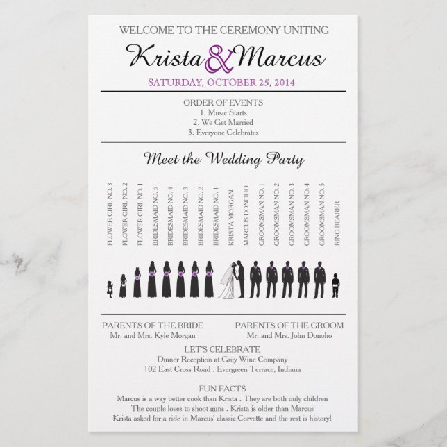 Programme de mariage Silhouettes simple Circulaire (Devant)