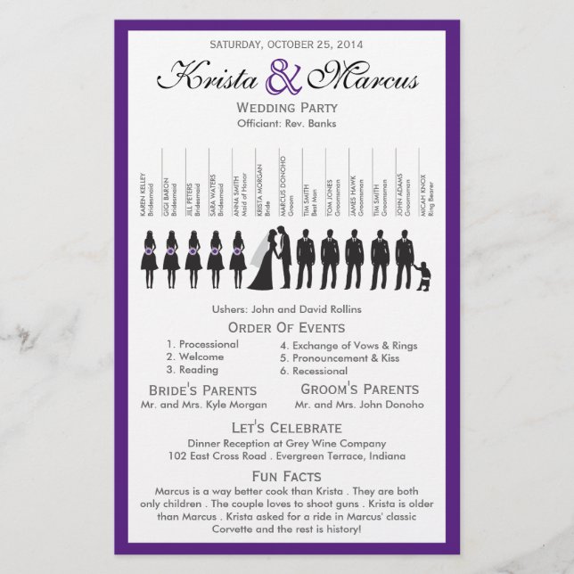Programme de mariage Silhouettes simple Circulaire (Devant)