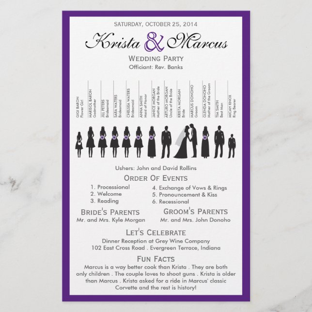 Programme de mariage Silhouettes simple Circulaire (Devant)