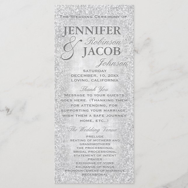 Programme de mariage Silver Lights (Devant)
