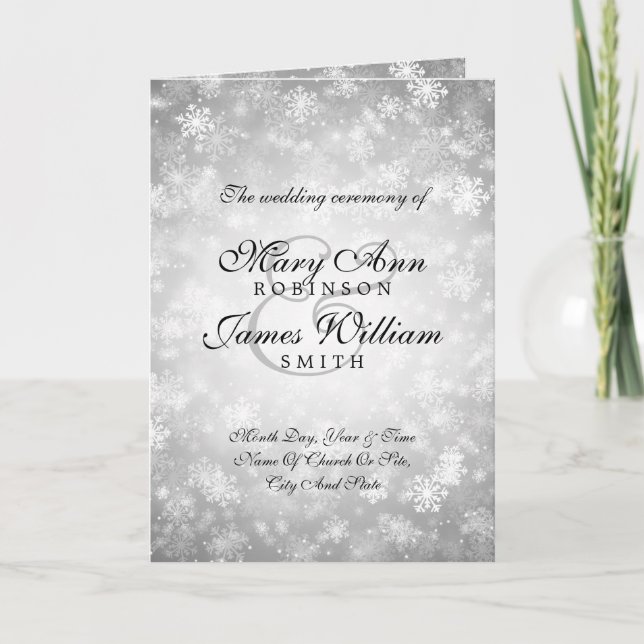 Programme de mariage Silver Winter Wonderland Étin (Devant)