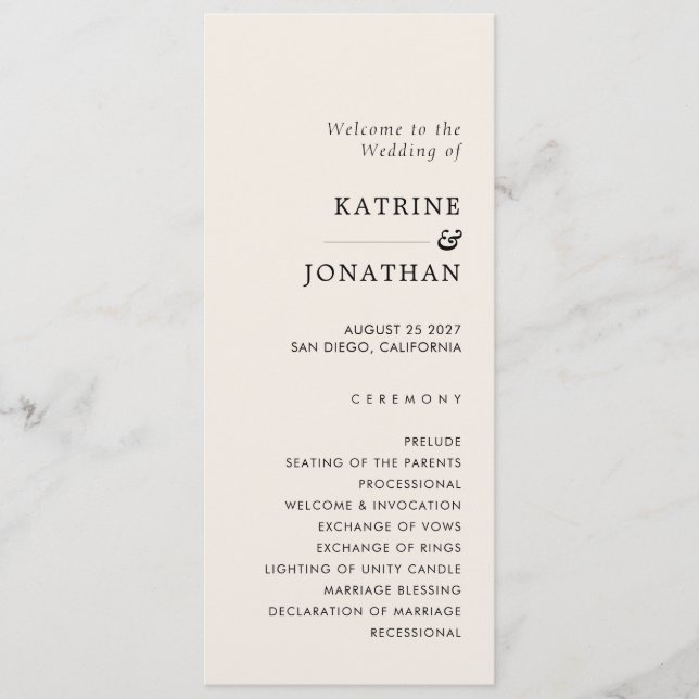 Programme de mariage simple (Devant)