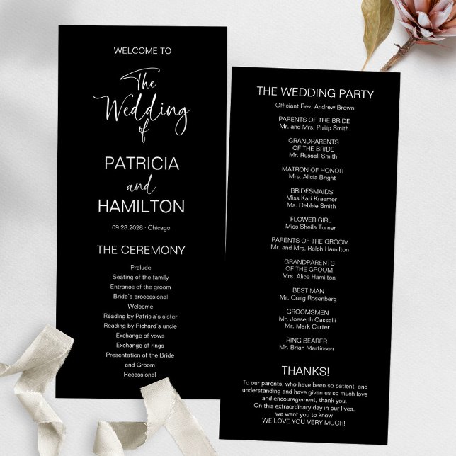 Programme de mariage simple calligraphie moderne (Créateur téléchargé)