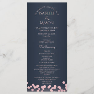 Programme de mariage Sparkle Navy Blue and Pink Bo