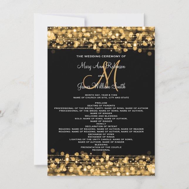 Programme de mariage Sparkles Gold (Devant)