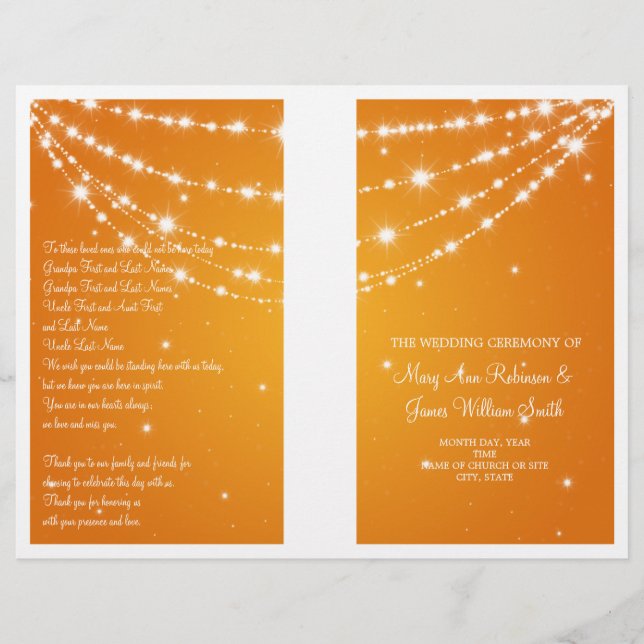 Programme de mariage Sparkling Chaîne Orange (Devant)
