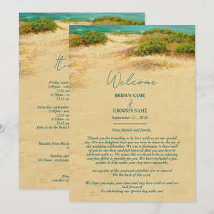 Programme de mariage sur la plage à l'aquarelle 