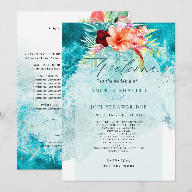 Programme de mariage sur la plage du paradis tropi (Devant / Derrière)