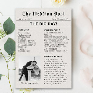 Programme de mariage sur papier journal nostalgiqu