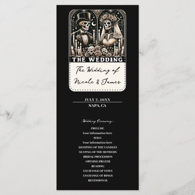 Programme de mariage Tarot Squelettes Mariée & Mar (Devant)