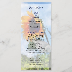 Programme de mariage Tournesol contre le ciel