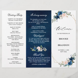 Programme de mariage triplé Rose bleu de la Marine