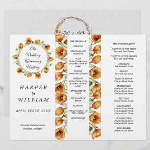 programme de mariage triple tulipes aquarelle