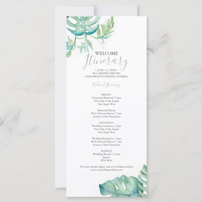 Programme de mariage tropical à l'aquarelle (Devant)