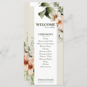 Programme de mariage tropical hibiscus boho pastel