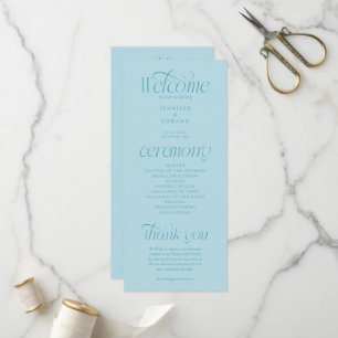 Programme de mariage turquoise à typographie moder